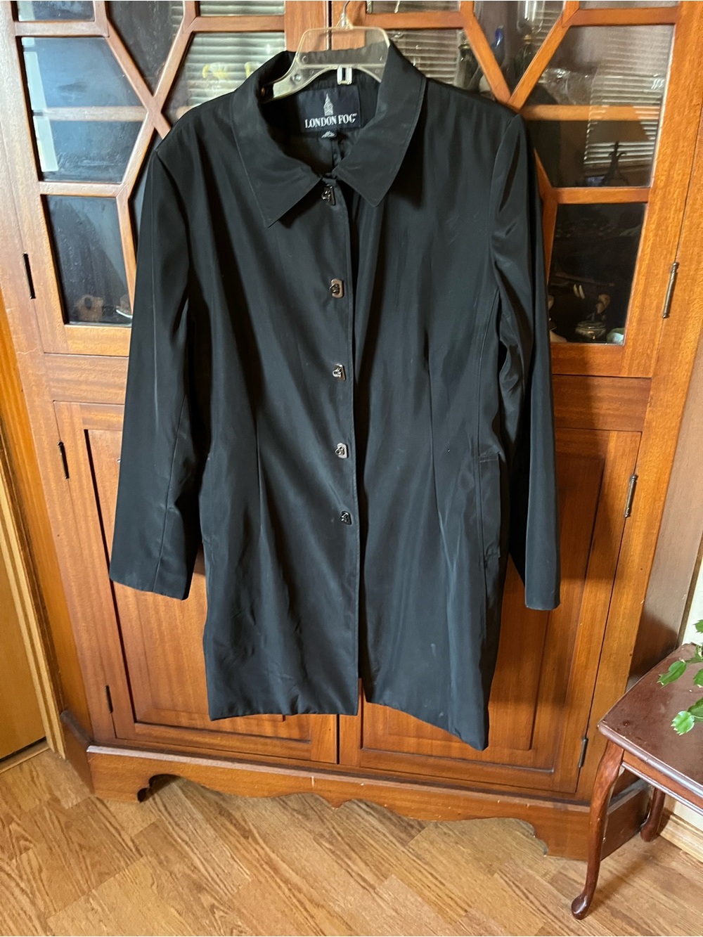 London Fog Black Lightweight Single-Breasted Trench Coat